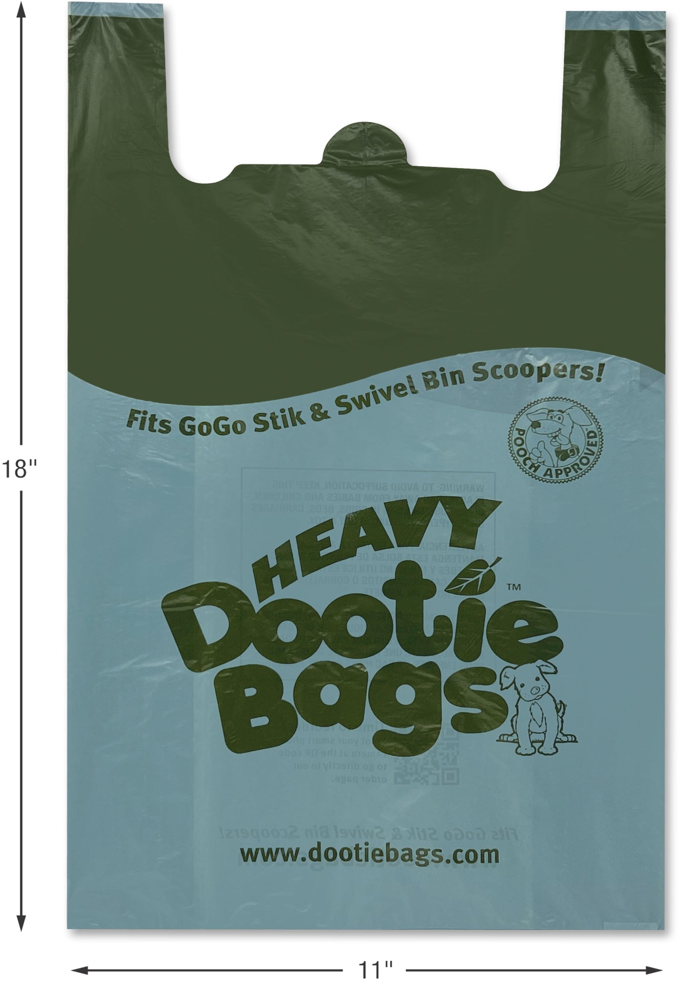 HEAVY Dootie Bags™, VERY LARGE E-Z Tie Handle Poop Bags Made with Corn Starch. Fits GoGo Stik and Swivel Bin Pooper Scoopers, Use for Kitty Litter Cleanup, 100 Count
