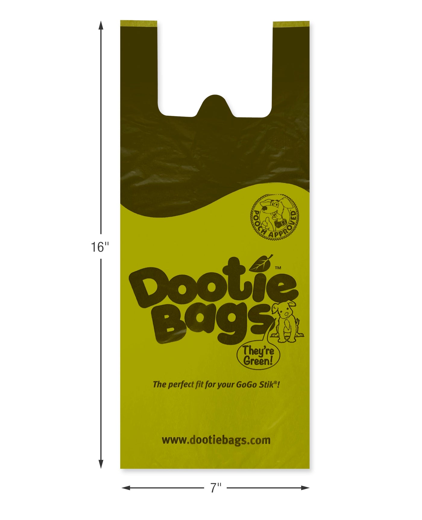 'Dootie Bags™ Medium-Large, E-Z Tie Handle Dog Waste Poop Bags, Strong and Leakproof with 5.3" Gussets. Made with Corn Starch. Fits GoGo Stik Pooper Scoopers, 100 Count