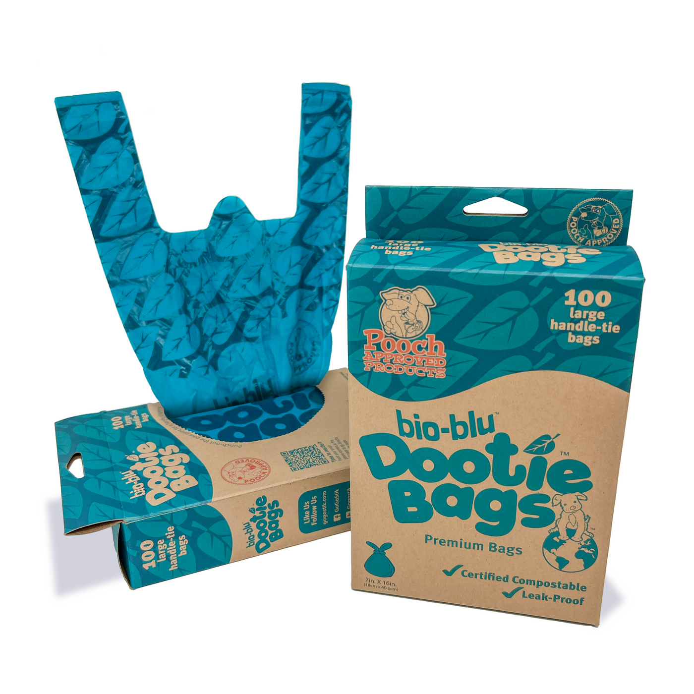 Bio-Blu Dootie Bags™, Medium-Large, E-Z Tie Handle Poop Bags, Strong, Leak Proof, 100 Count. Designed to Fit GoGo Stik ST Catch-N-Go and XP Pooper Scoopers